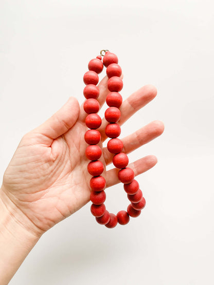 Aarikka Finland, Red wooden bead necklace