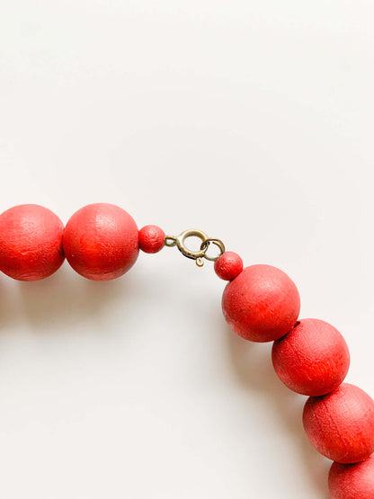 Aarikka Finland, Red wooden bead necklace
