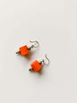 Aarikka Finland, cylindrical wooden bead earrings, orange