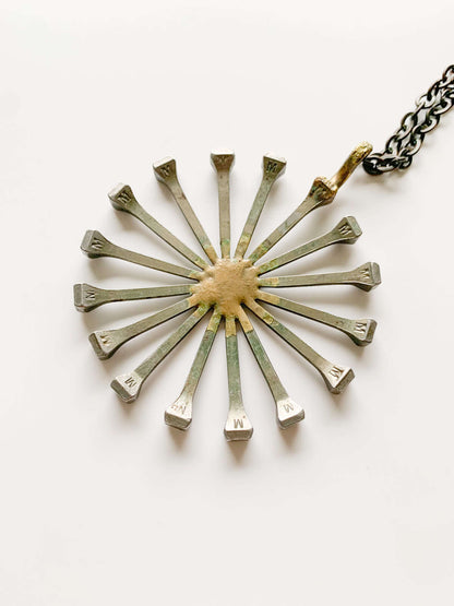 Brutalist Horseshoe Nail Pendant Necklace