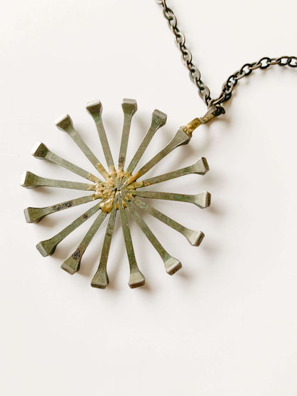 Brutalist Horseshoe Nail Pendant Necklace