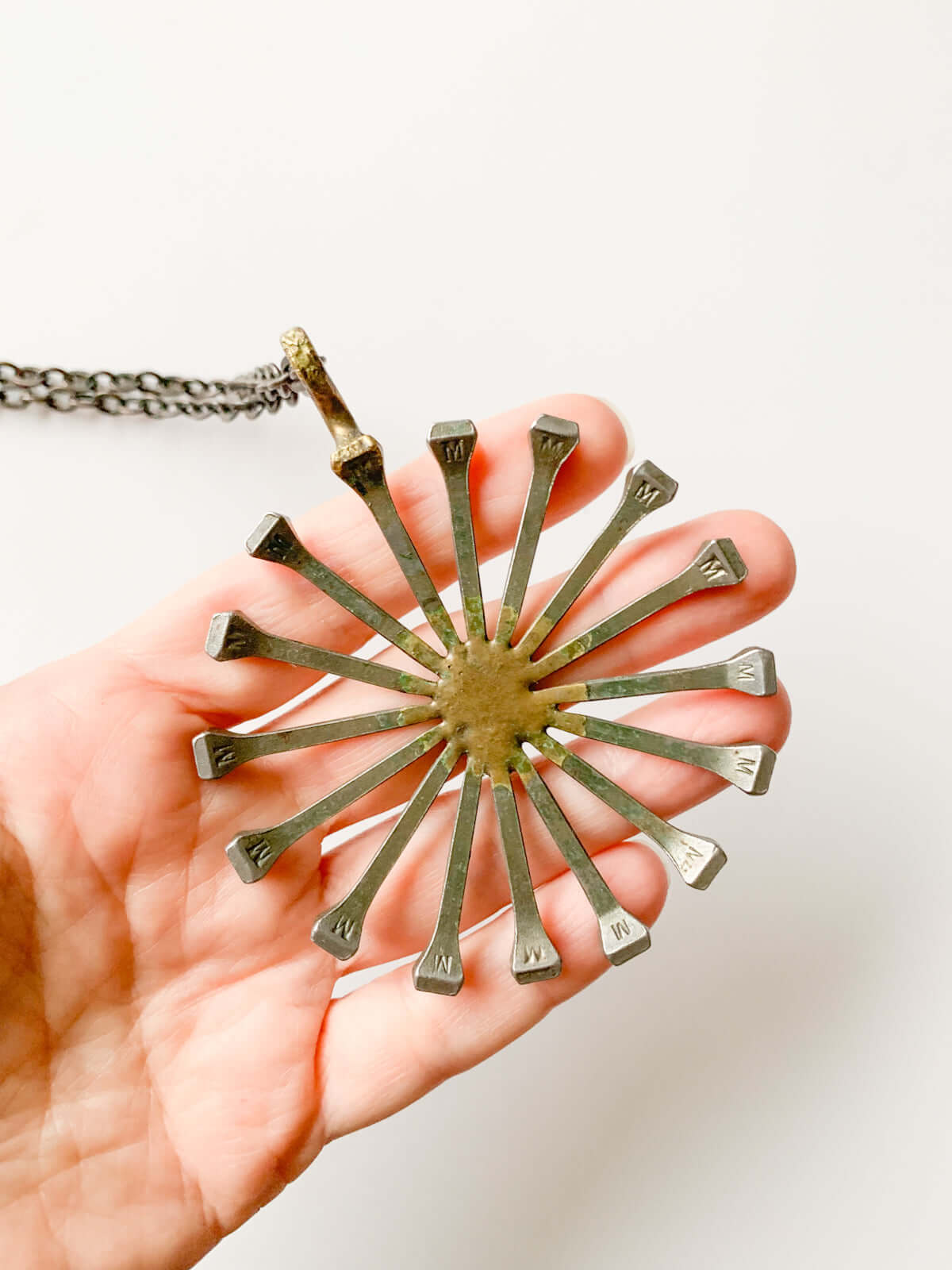 Brutalist Horseshoe Nail Pendant Necklace
