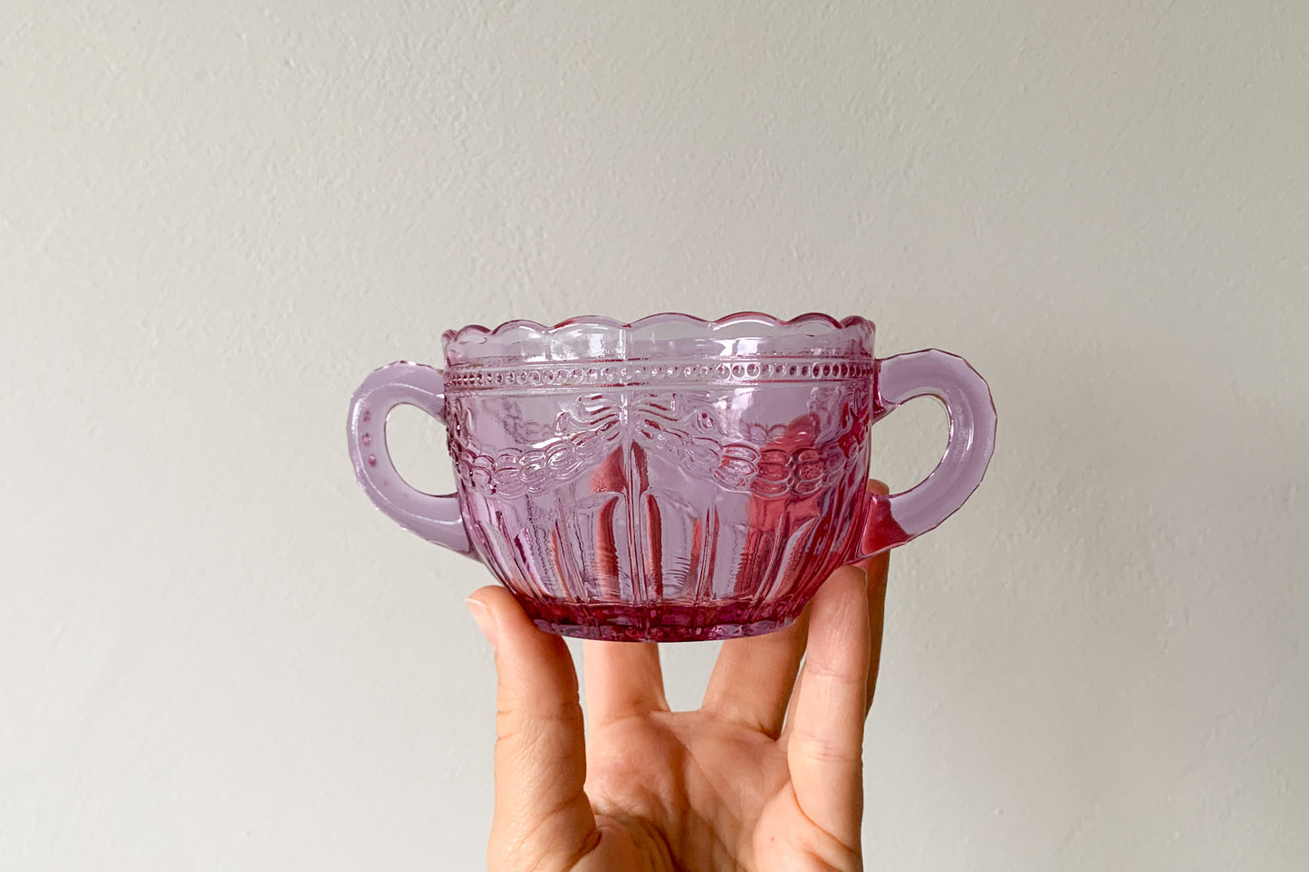 Vintage glass sugar, jam bowl 6635, Riihimaki Finland, 1928-50s