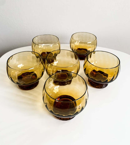 6 Kumela punch brown glasses by Pentti Sarpaneva