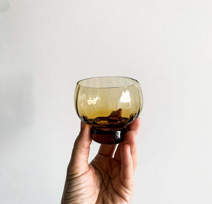 6 Kumela punch brown glasses by Pentti Sarpaneva