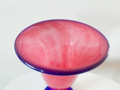 Handmade rose blue substantial vase by Studiolasi Finland, 1997