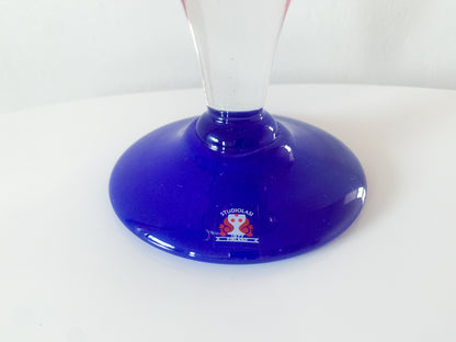 Handmade rose blue substantial vase by Studiolasi Finland, 1997