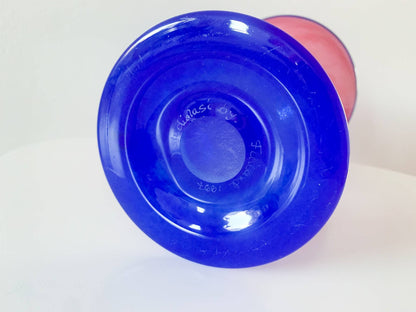 Handmade rose blue substantial vase by Studiolasi Finland, 1997