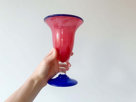 Handmade rose blue substantial vase by Studiolasi Finland, 1997