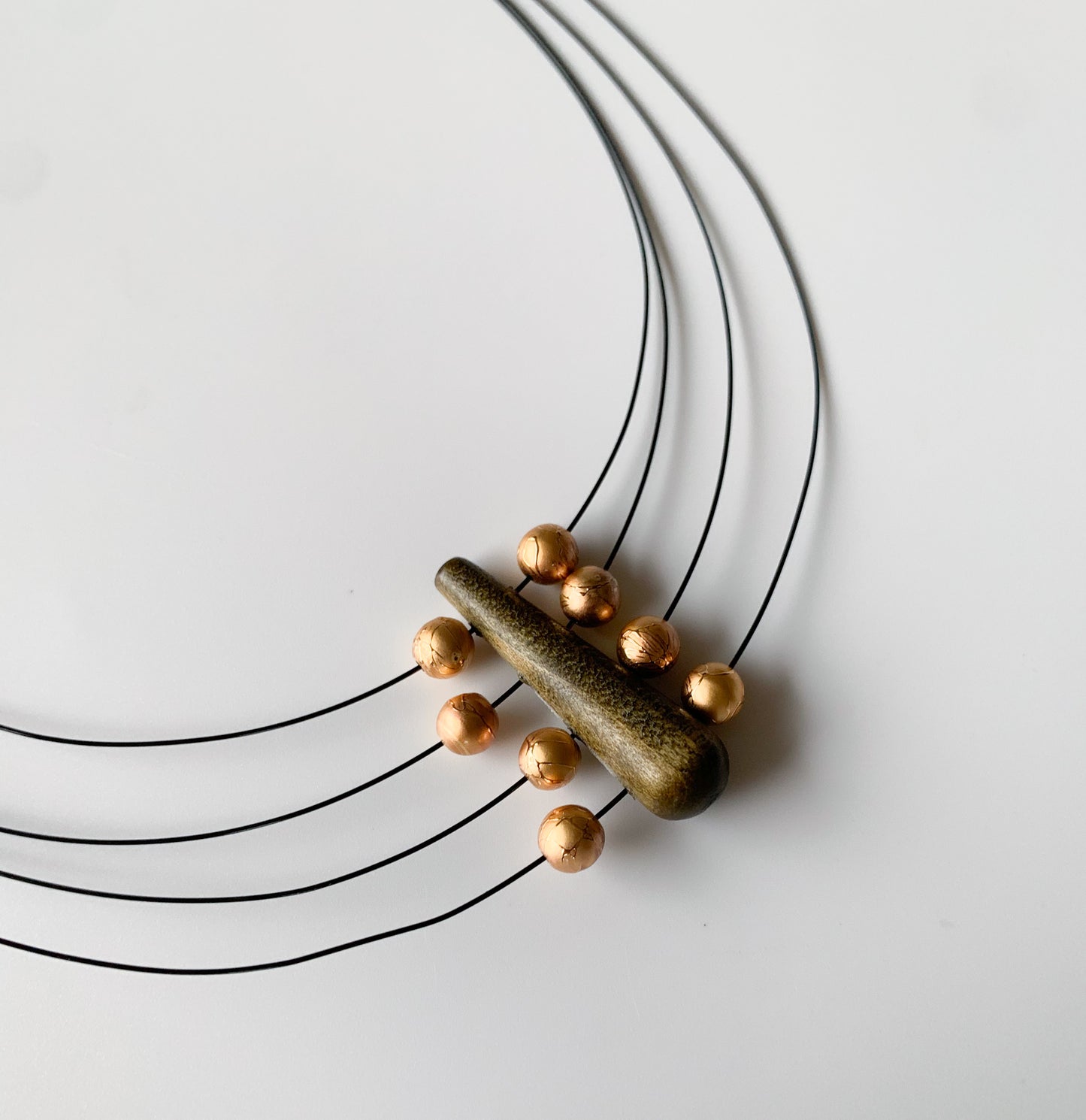 Aarikka Finland | Wooden pendant necklace, earthy green