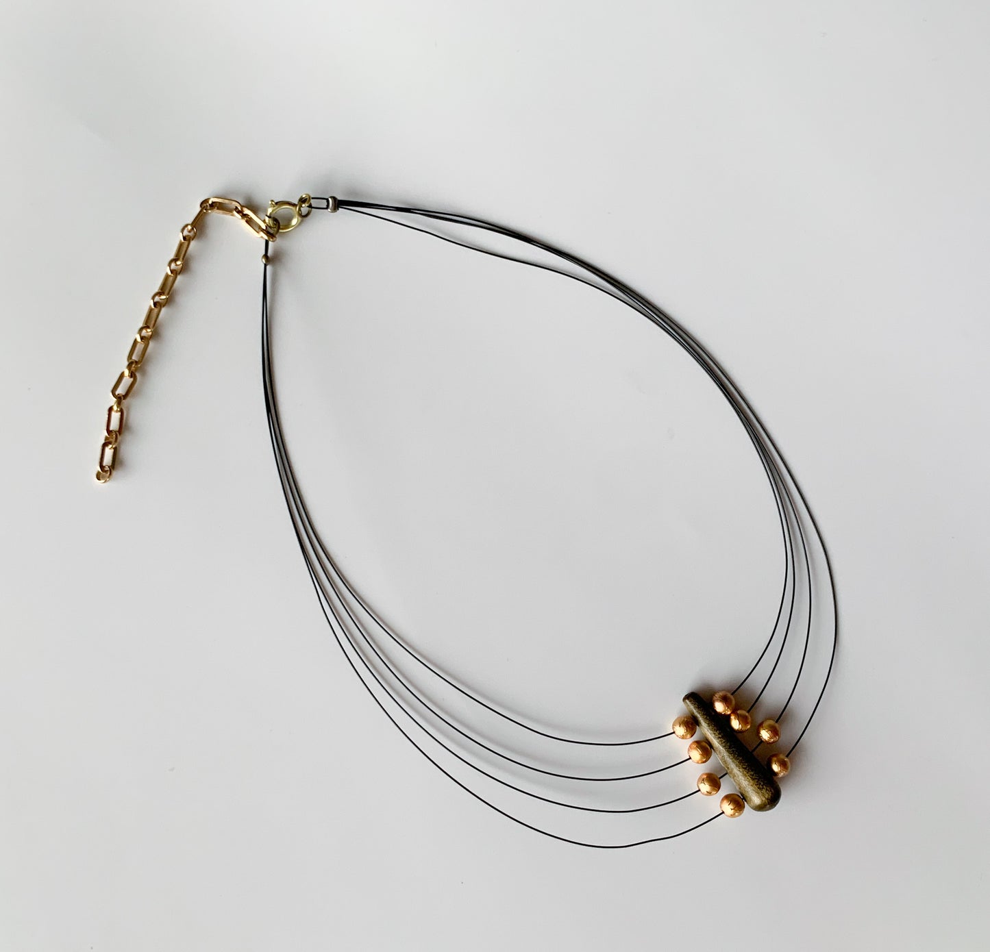 Aarikka Finland | Wooden pendant necklace, earthy green