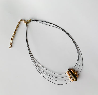 Aarikka Finland | Wooden pendant necklace, earthy green