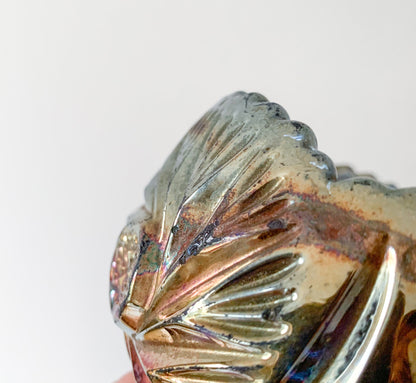 Riihimäen Lasi | Starburst carnival glass sugar bowl