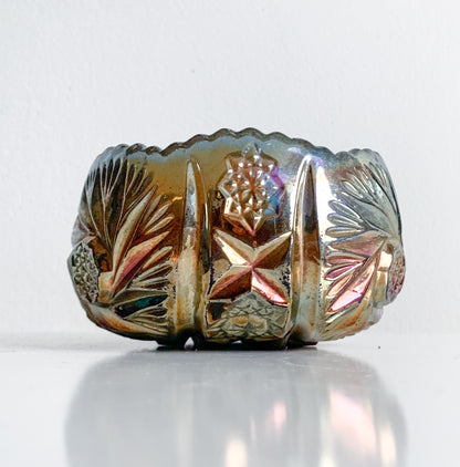 Riihimäen Lasi | Starburst carnival glass sugar bowl