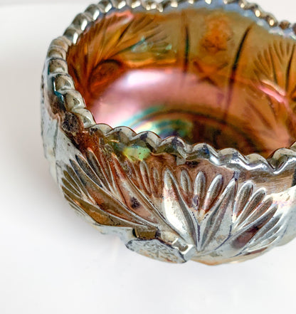Riihimäen Lasi | Starburst carnival glass sugar bowl