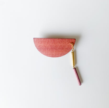 Aarikka Finland Wood Pendulum brooch, dusty rose