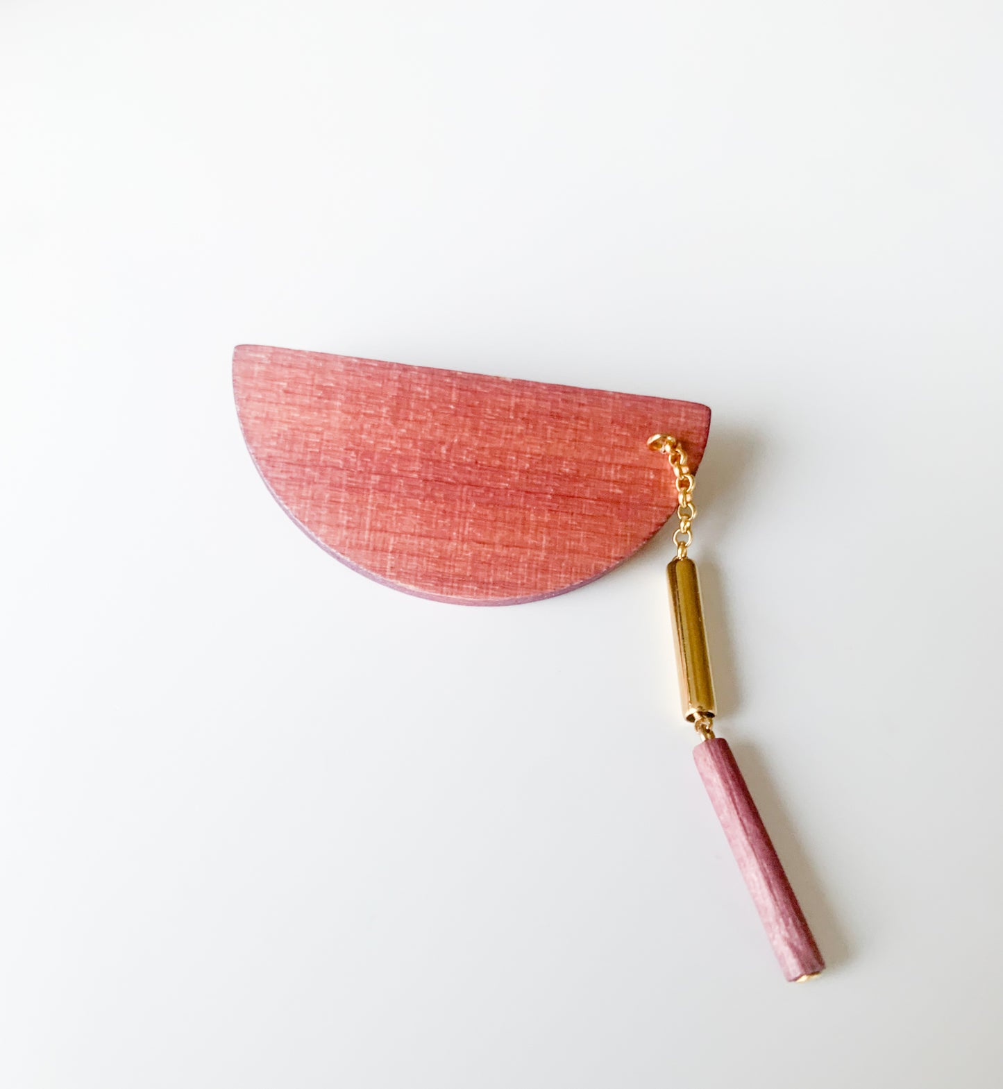Aarikka Finland Wood Pendulum brooch, dusty rose