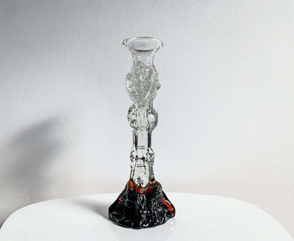 Kerzenhalter & Figur aus Kunstglas, 26 cm signiert | Humppila Finnland