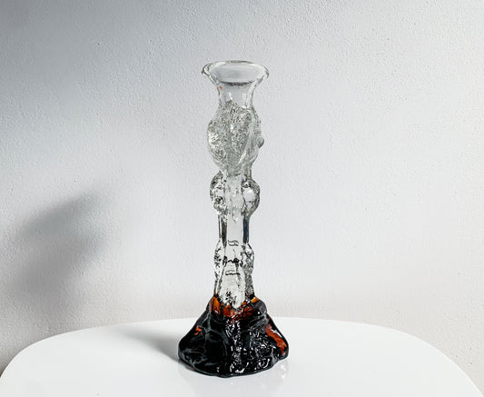 Art Glass Candle Holder & Figurine, 26 cm signed | Humppila Finland