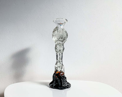 Kerzenhalter & Figur aus Kunstglas, 26 cm signiert | Humppila Finnland