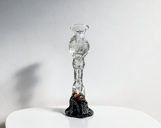Art Glass Candle Holder & Figurine, 26 cm signed | Humppila Finland