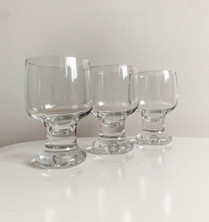 Tapio Wirkkala for Iittala Finland, Set of 3 “Joiku” wine glasses