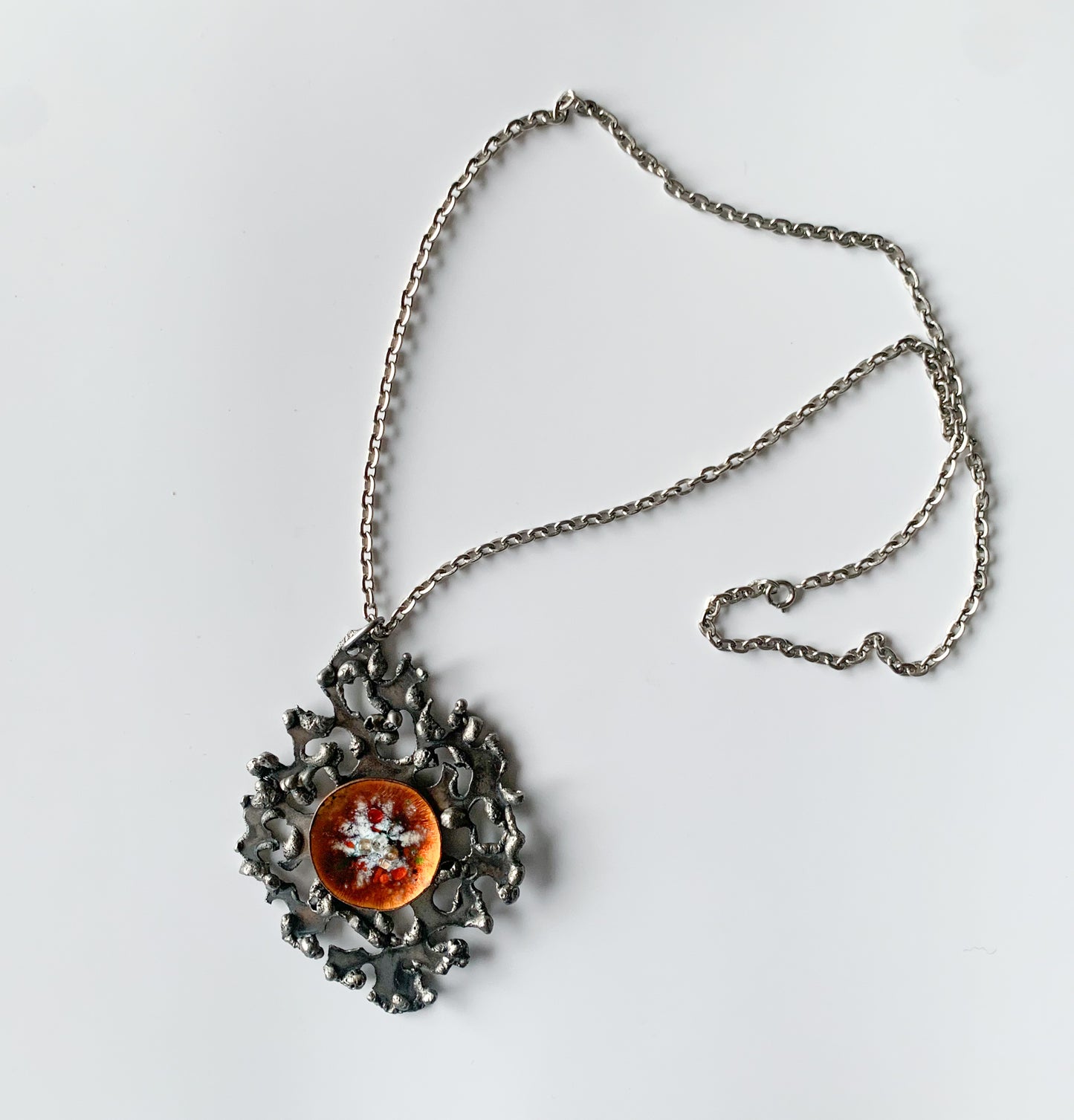 Brutalist Pendant with Enamel | Cosmic Style