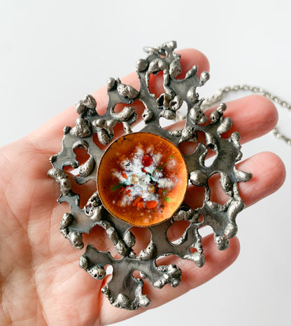 Brutalist Pendant with Enamel | Cosmic Style