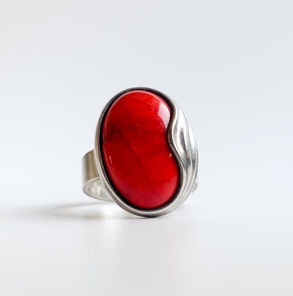 Kalevala Koru | Silver Ring Aalto, red