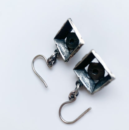 Silver modernist earrings | Pentti Sarpaneva for Turun Hopea