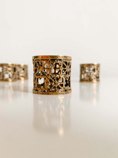 Pentti Sarpaneva, Set of 6 Bronze Napkin Rings “Pitsi”