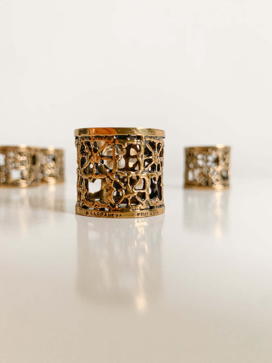 Pentti Sarpaneva, Set of 6 Bronze Napkin Rings “Pitsi”
