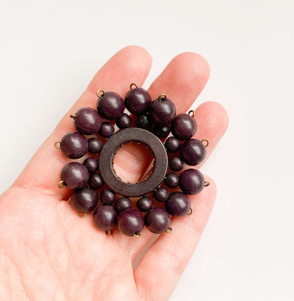 Aarikka Wooden Flower Brooch, Finland, 1960s-1970s