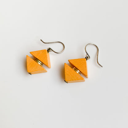 Aarikka wooden triangle earrings, orange