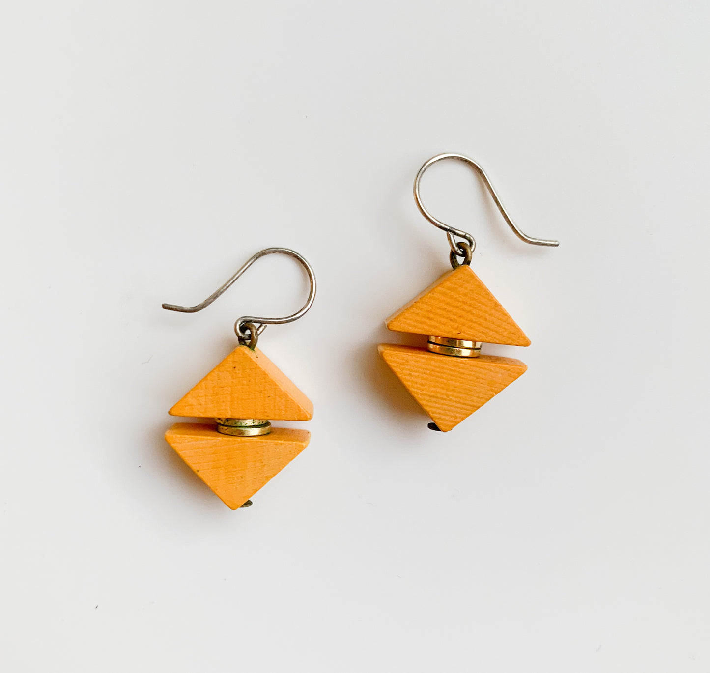Aarikka wooden triangle earrings, orange