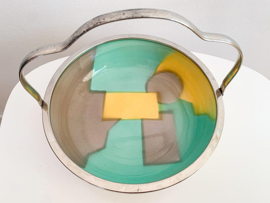 Vintage Bauhaus Spritzdekor Germany 1930s | Green, yellow and grey | Molna Vintage