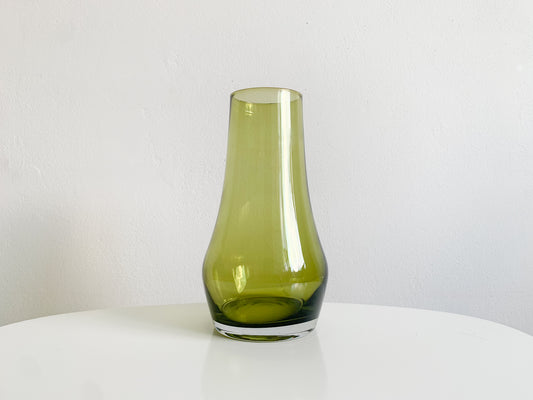 Pop Art glass olive color 1374 vase, designer Tamara Aladin, Riihimaki Finland