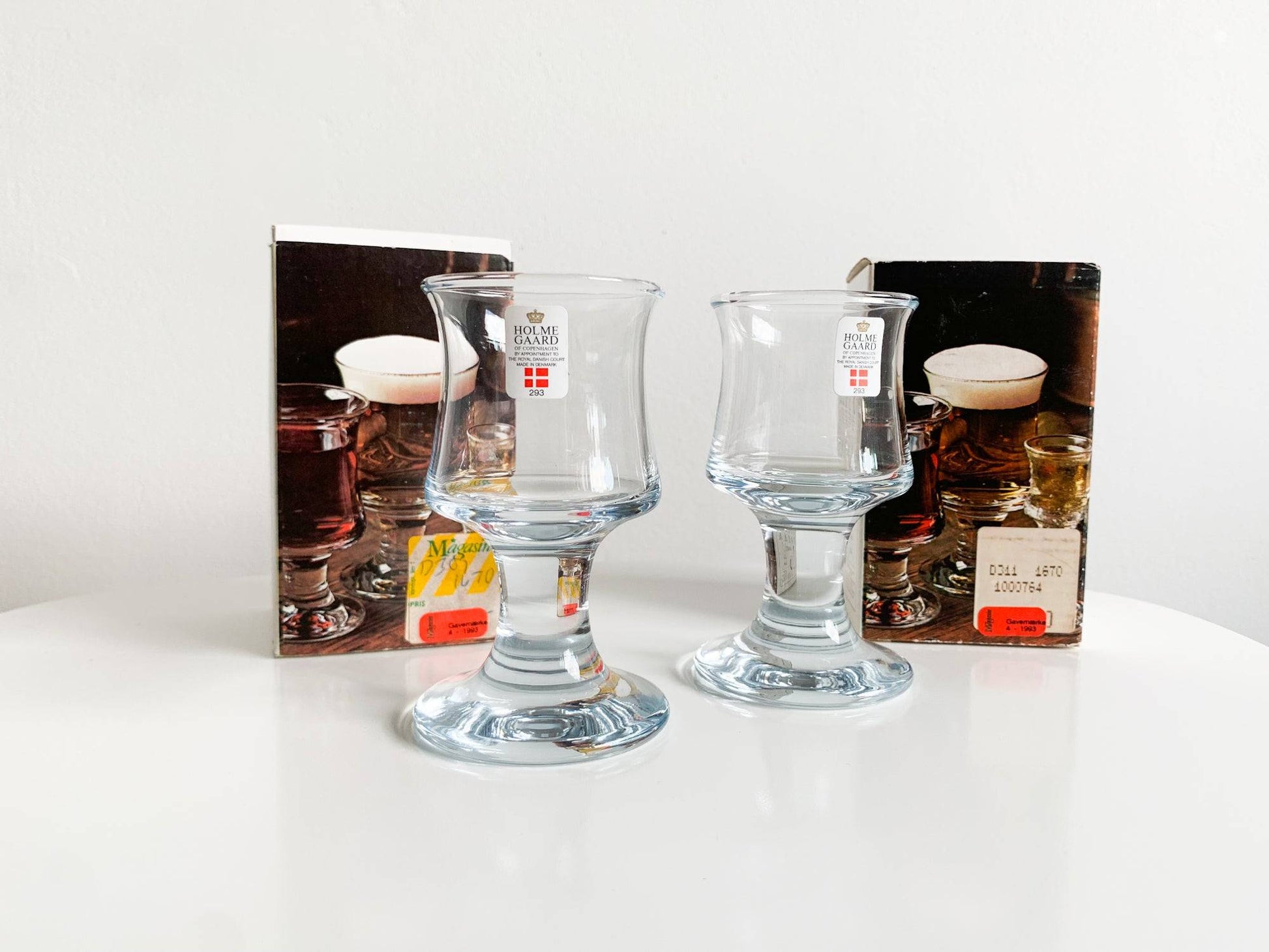 Vintage original box unused Danish glass design