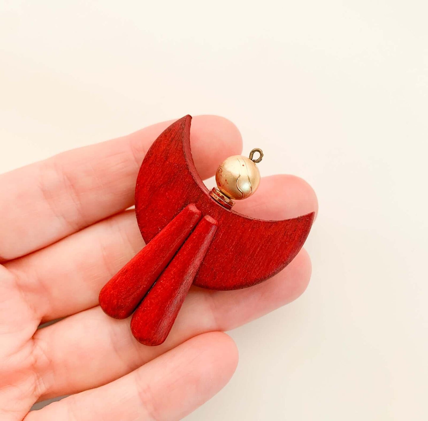 Aarikka Finland, Wooden Angel Brooch Pendant