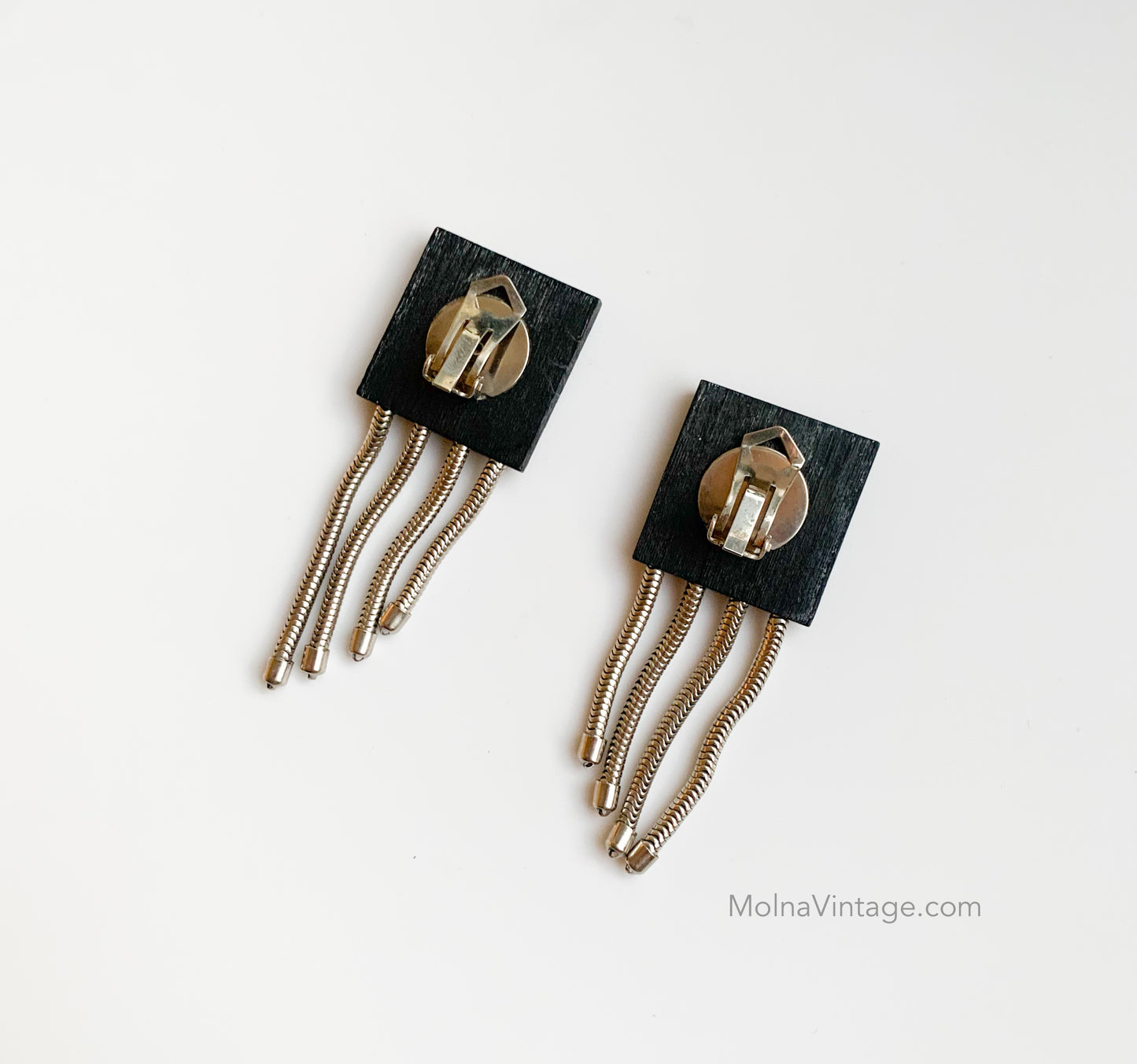 Wooden clip-on earrings with moving drops | Aarikka Finland