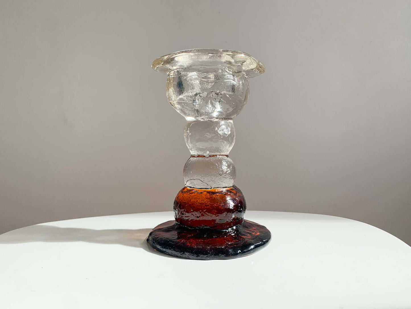Brutalist Figurine Kivi-Set, Humppila Finland 1980s Amber