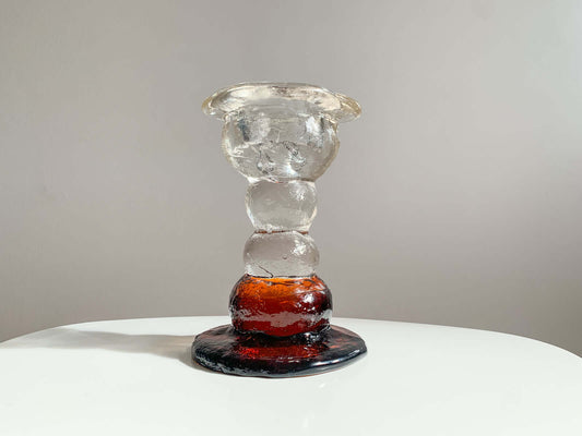 Brutalist Figurine Kivi-Set, Humppila Finland 1980s Amber