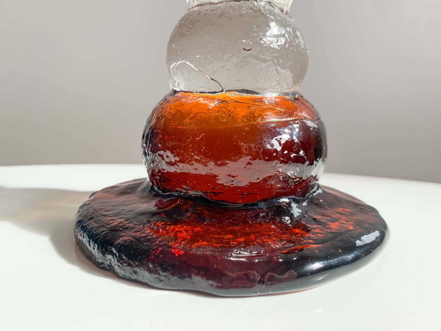 Brutalist Figurine Kivi-Set, Humppila Finland 1980s Amber