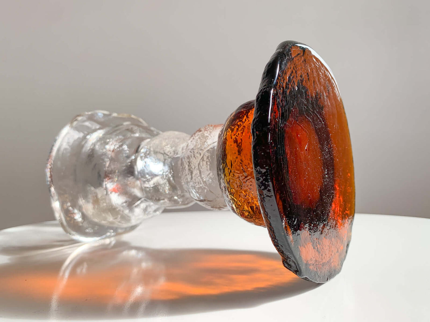 Brutalist Figurine Kivi-Set, Humppila Finland 1980s Amber