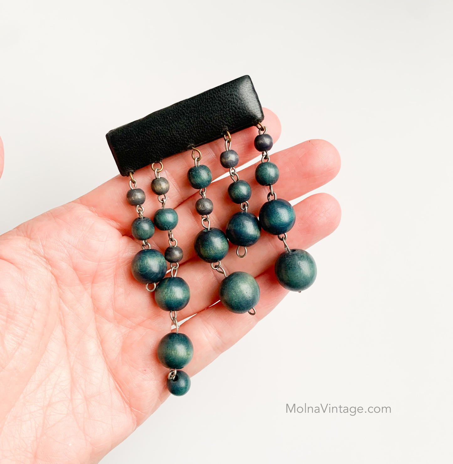 Wood & leather brooch | Aarikka Finland