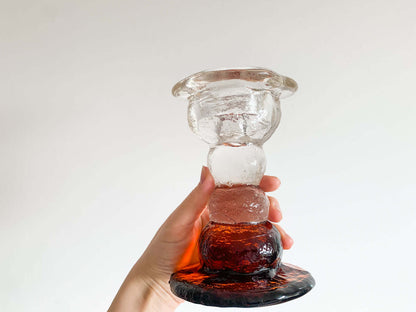 Brutalist Figurine Kivi-Set, Humppila Finland 1980s Amber
