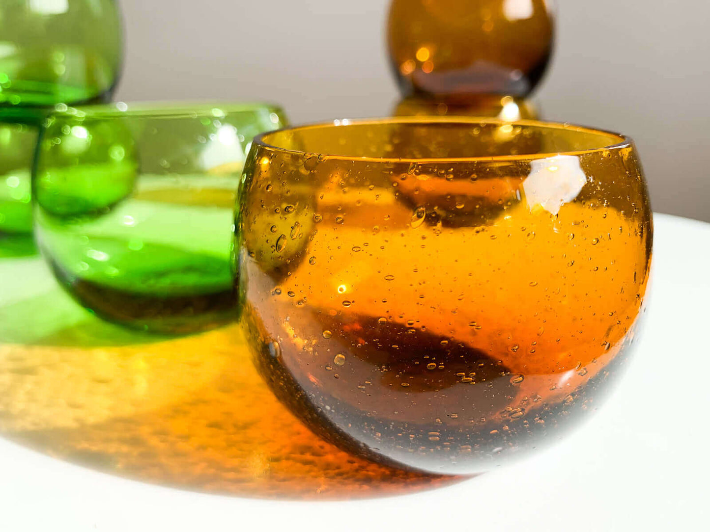 Green and brown glog glasses | Finnish glass