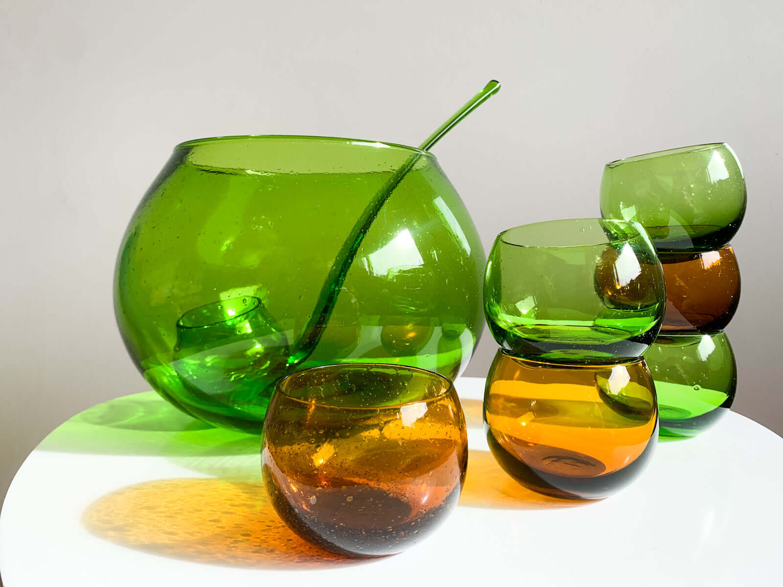 Set of glog bowl and glasses | Vintage glass