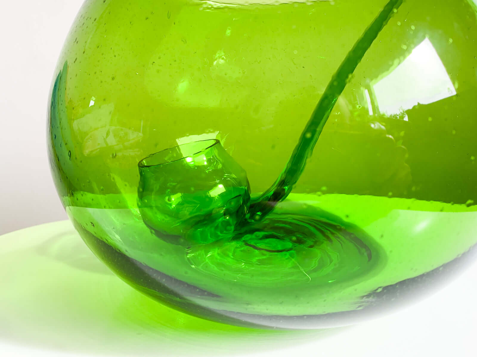 Green bowl with bubbles | Vintage Humppila glass
