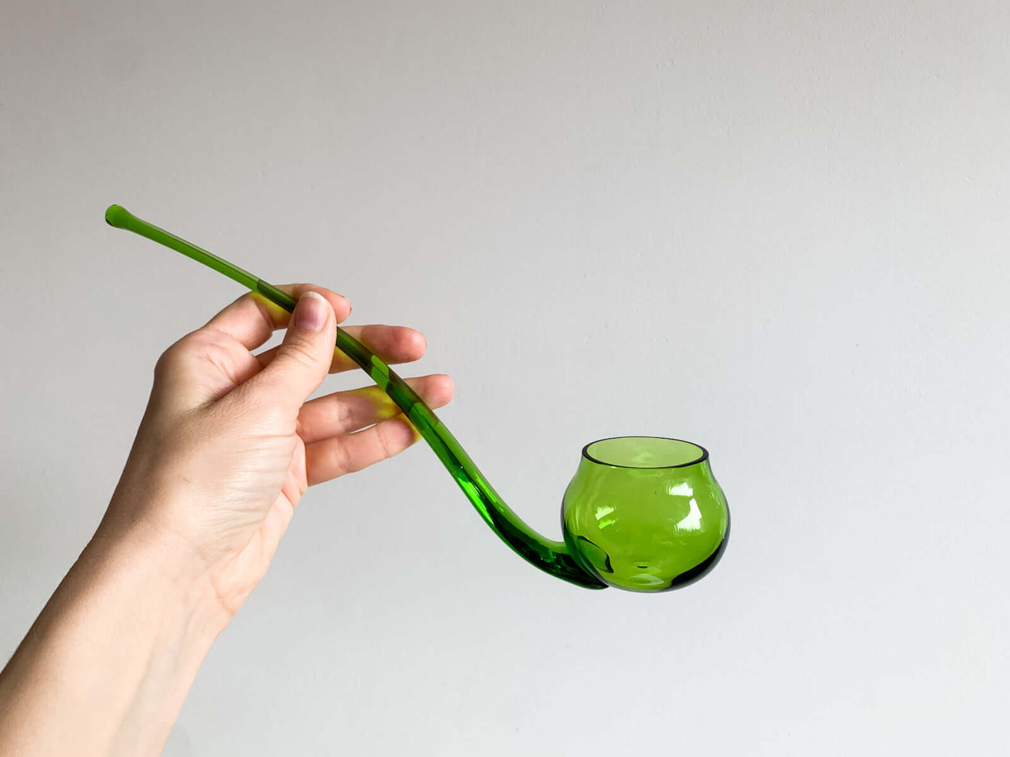 Vintage ladle of green glass, Humppila